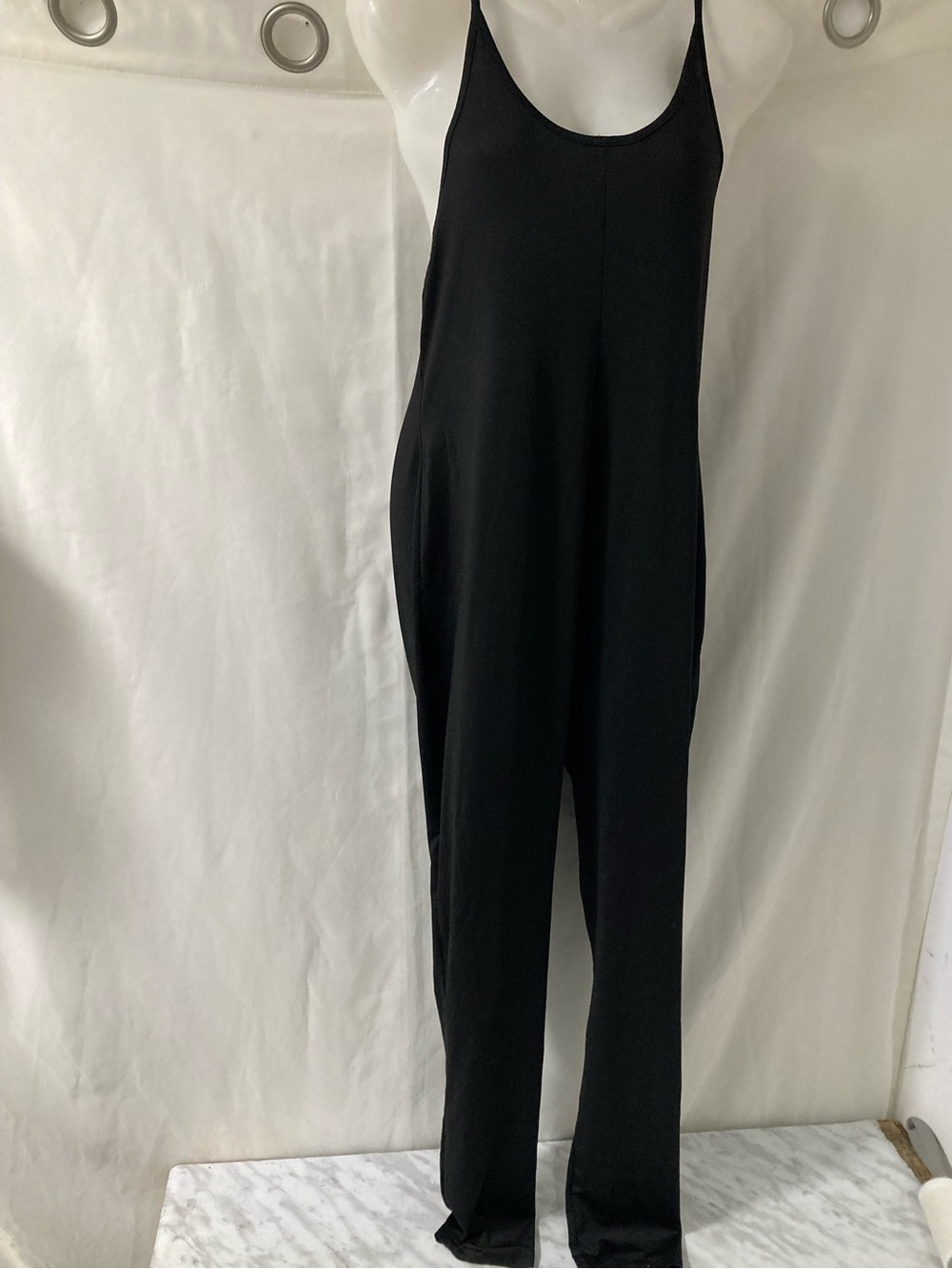SHEIN Curve Black Cami Jumpsuit Wide Leg 1XL Minimalist